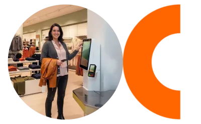 Woman doing self-service within retail fashion store