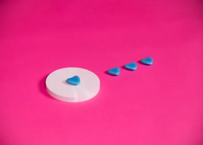 blue hearts on pink background