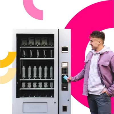 Man buying at vending machine